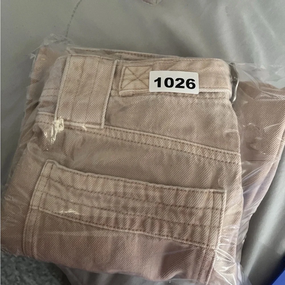 SO Women’s Beige Cotton Twill Cargo Pants Sz 5 Wide Leg Mid Rise